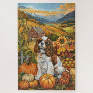 Cavalier King Charles Spaniel Autumn Thanksgiving Jigsaw Puzzle