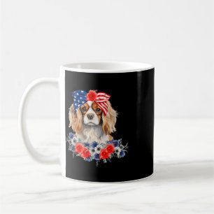 Cavalier King Charles Spaniel Bandana Usa Flag 4th Coffee Mug
