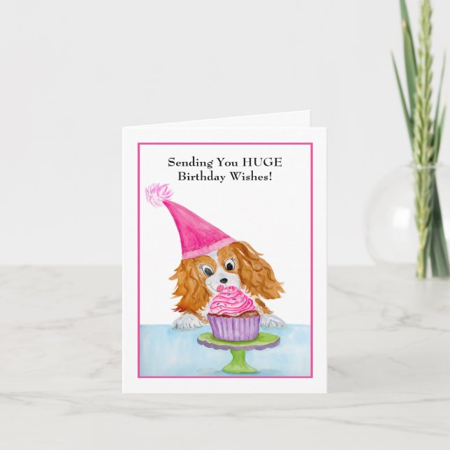 Cavalier King Charles Spaniel Birthday Wishes Card (Front)