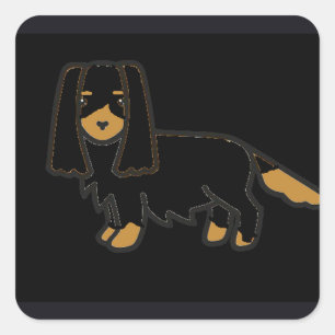cavalier king charles spaniel black and tan cartoo square sticker