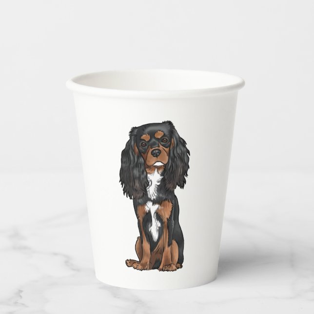 Cavalier King Charles Spaniel - Black and Tan Paper Cups (Front)