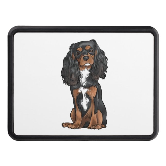Cavalier King Charles Spaniel - Black and Tan Trailer Hitch Cover (Front)