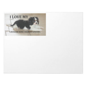 Cavalier_King_Charles_Spaniel black and white love Notepad