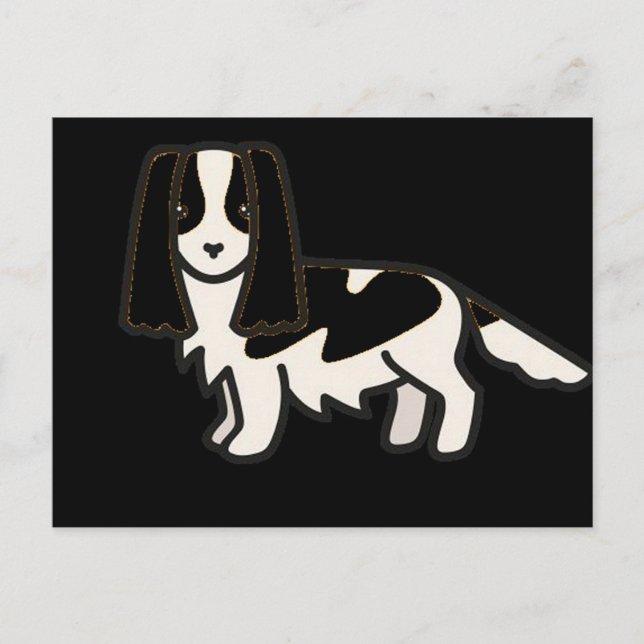 cavalier king charles spaniel black and white toon postcard (Front)