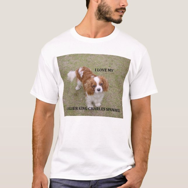 Cavalier-king-charles-spaniel blenheim love w pic. T-Shirt (Front)