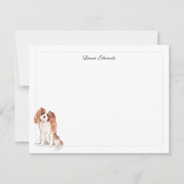Cavalier King Charles Spaniel Blue Border Card (Front)