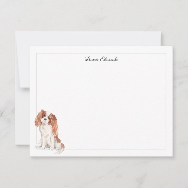 Cavalier King Charles Spaniel Border Personalized Card (Front)