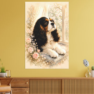 Cavalier King Charles Spaniel by the Window | Soft Canvas Print