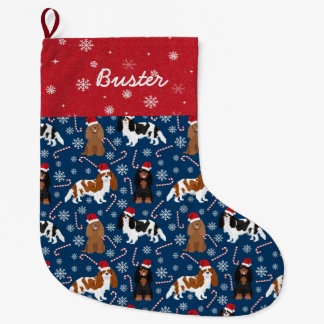Cavalier King Charles Spaniel candy cane name Large Christmas Stocking