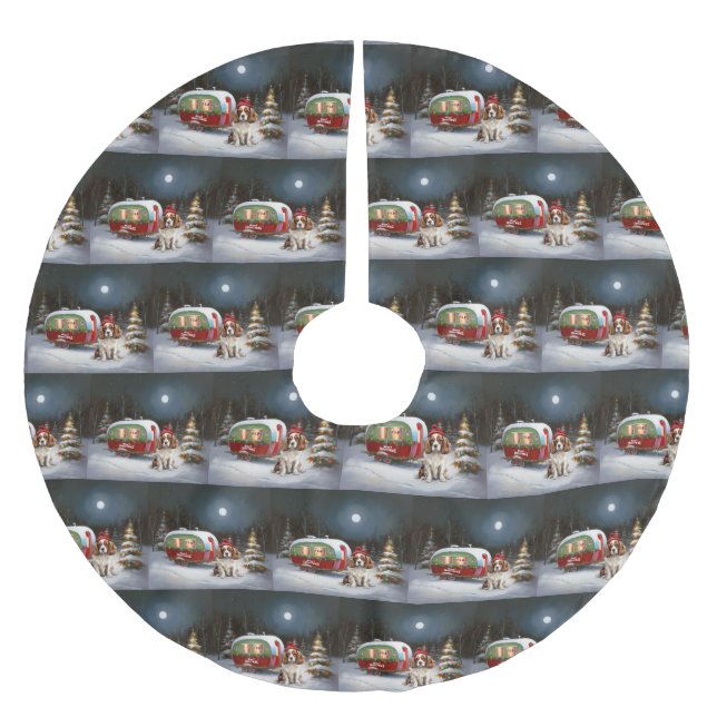 Cavalier King Charles Spaniel Caravan Christmas  Brushed Polyester Tree Skirt (Front)