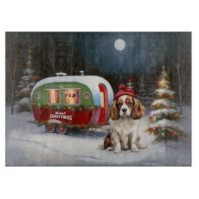 Cavalier King Charles Spaniel Caravan Christmas  Cutting Board (Front)