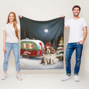 Cavalier King Charles Spaniel Caravan Christmas  Fleece Blanket