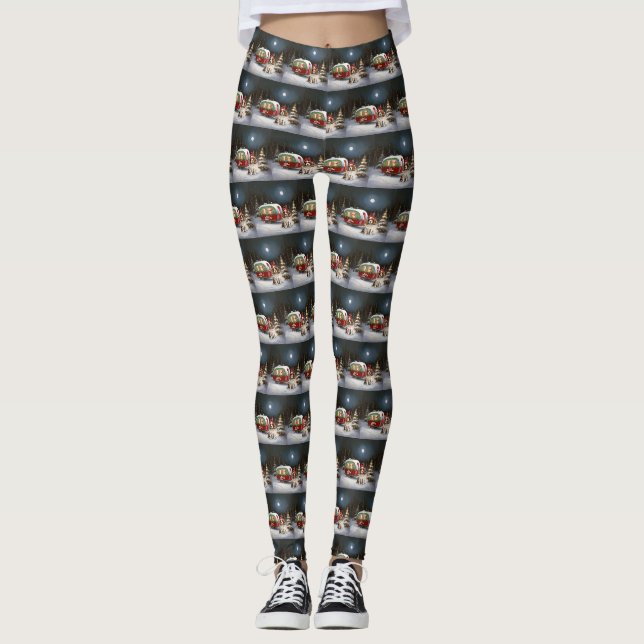 Cavalier King Charles Spaniel Caravan Christmas  Leggings (Front)
