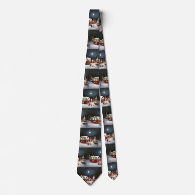 Cavalier King Charles Spaniel Caravan Christmas  Tie (Front)