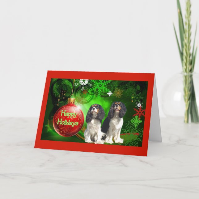 Cavalier King Charles Spaniel Carte de Noël Rouge  (Devant)