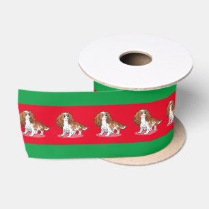 Cavalier King Charles Spaniel Cartoon Dog Red Satin Ribbon
