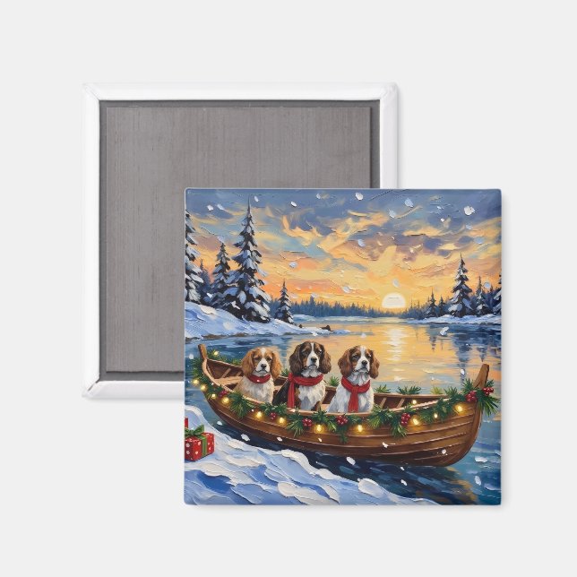 Cavalier King Charles Spaniel Christmas Boat Magnet (Front/Back)