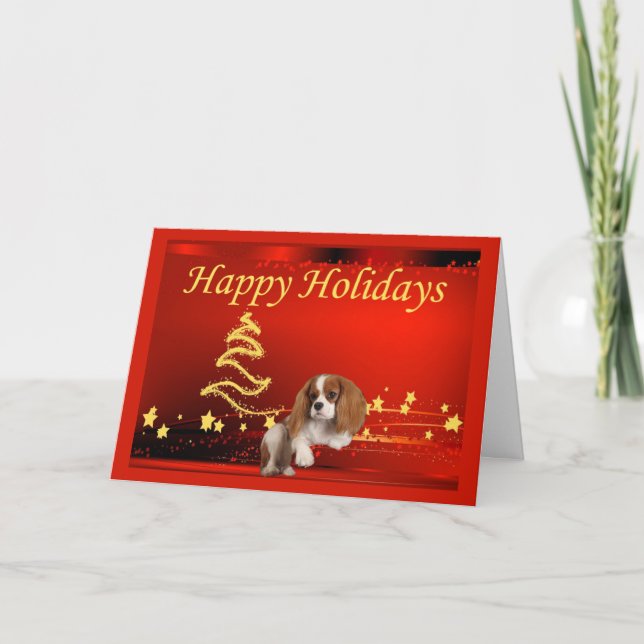 Cavalier King Charles Spaniel Christmas Card Stars (Front)