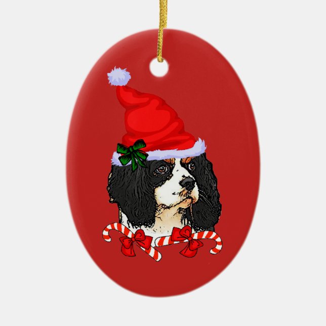 Cavalier King Charles Spaniel Christmas Ceramic Ornament (Front)