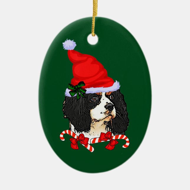 Cavalier King Charles Spaniel Christmas Ceramic Ornament (Front)