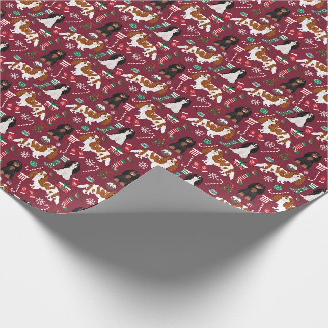 Cavalier King Charles Spaniel Christmas dog Wrapping Paper (Corner)