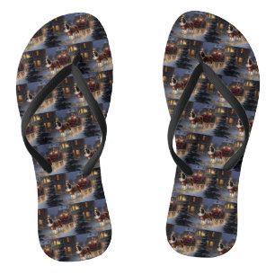 Cavalier King Charles Spaniel Christmas Festive  Flip Flops