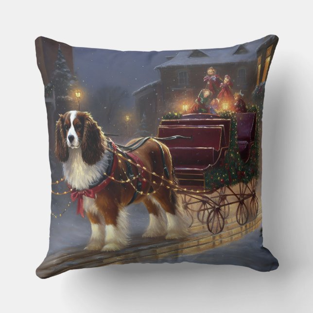 Cavalier King Charles Spaniel Christmas Festive  Throw Pillow (Back)