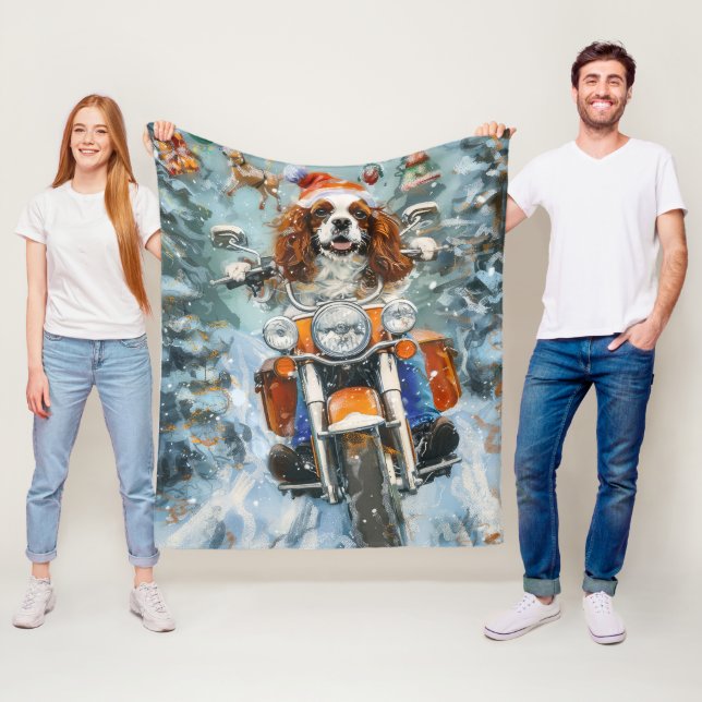 Cavalier King Charles Spaniel Christmas Fleece Blanket (In Situ)