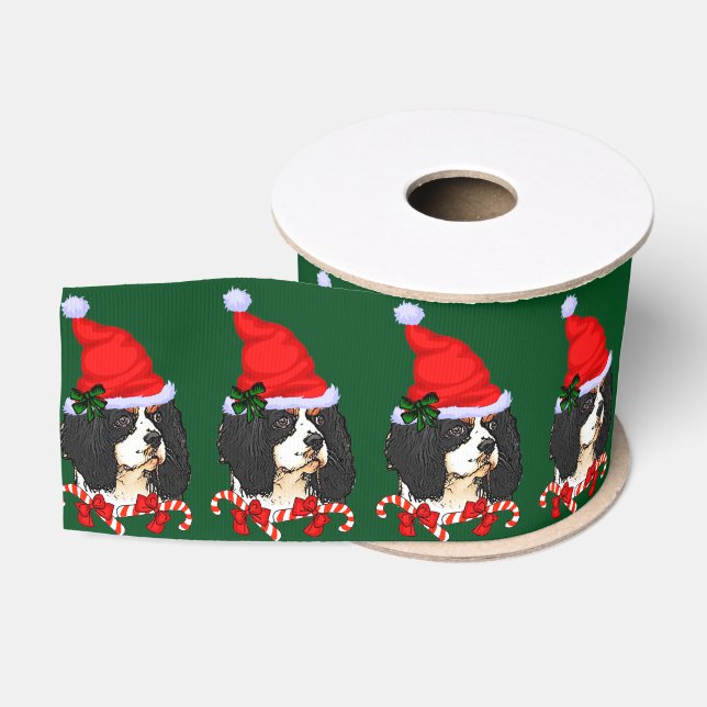 Cavalier King Charles Spaniel Christmas Grosgrain Ribbon (Spool)