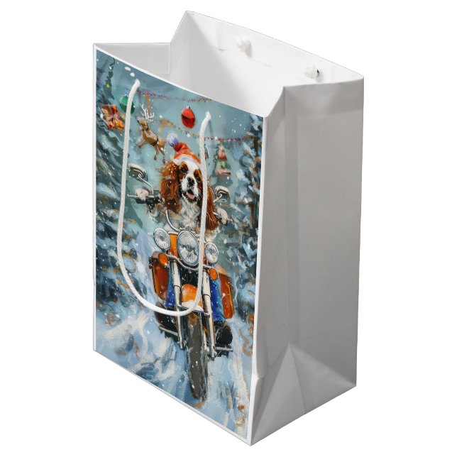 Cavalier King Charles Spaniel Christmas Medium Gift Bag (Front Angled)