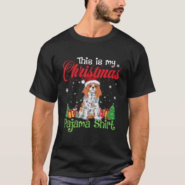 Cavalier King Charles Spaniel Christmas Pajama Dog T-Shirt (Front)