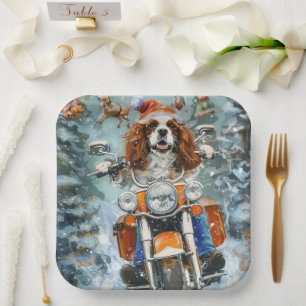 Cavalier King Charles Spaniel Christmas Paper Plate