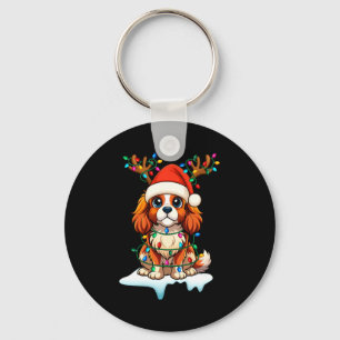 Cavalier King Charles Spaniel Christmas Reindeer P Keychain