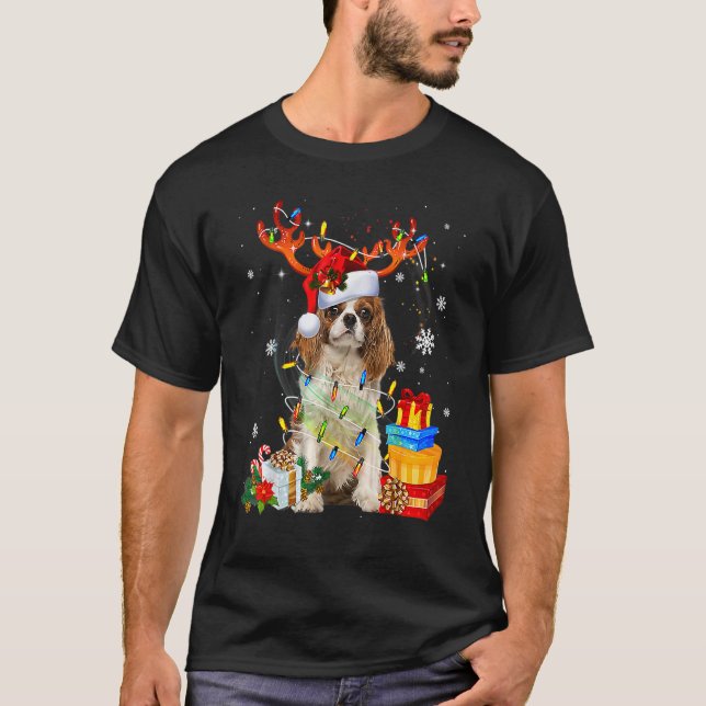 Cavalier King Charles Spaniel Christmas Reindeer S T-Shirt (Front)