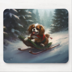 Cavalier King Charles Spaniel Christmas snow Mouse Pad