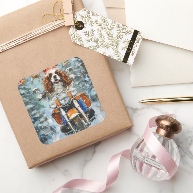 Cavalier King Charles Spaniel Christmas Square Sticker (Gifting)