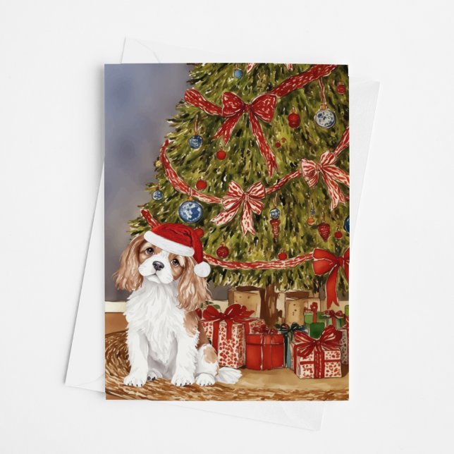Cavalier King Charles Spaniel Christmas Tree Card (Creator Uploaded)