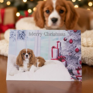 Cavalier King Charles Spaniel Christmas Tree Puppy Holiday Card