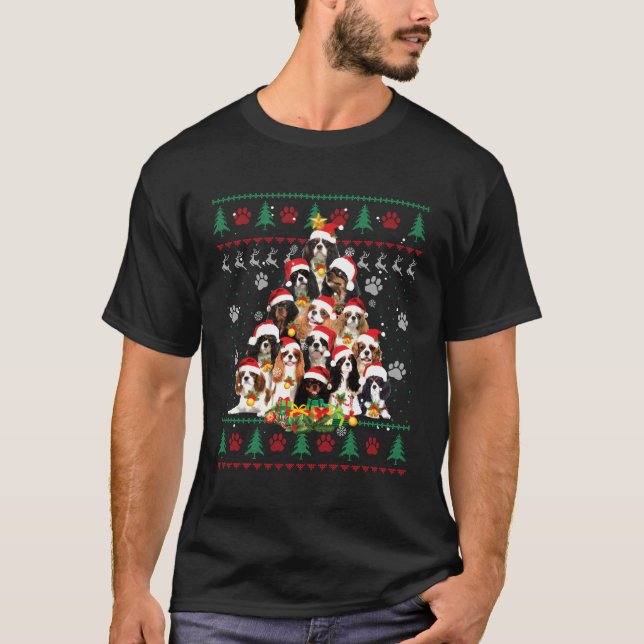 Cavalier King Charles Spaniel Christmas Tree Ugly  T-Shirt (Front)