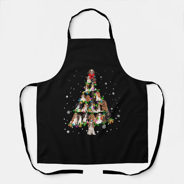 Cavalier King Charles Spaniel Christmas Tree X-Mas Apron (Front)