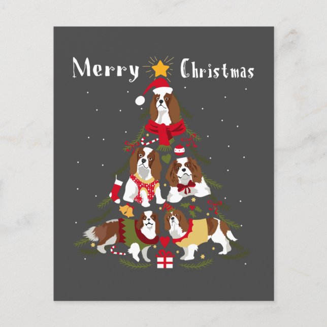 Cavalier King Charles Spaniel Christmas Tree Xmas Flyer (Front)