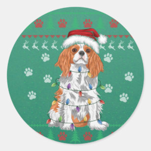 Cavalier King Charles Spaniel Christmas Ugly Sweat Classic Round Sticker