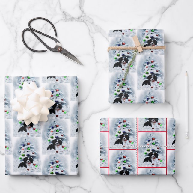 Cavalier King Charles Spaniel Christmas Wrapping Paper Sheet (Front)