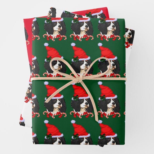 Cavalier King Charles Spaniel Christmas Wrapping Paper Sheet (In situ)