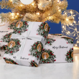 Cavalier King Charles Spaniel Christmas Wreath  Wrapping Paper