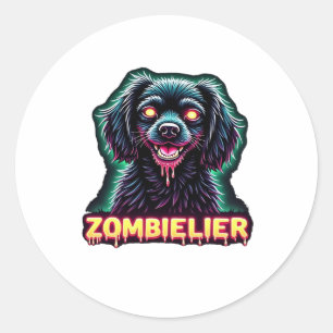 Cavalier King Charles Spaniel CKCS Zombie Dog Hall Classic Round Sticker