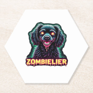 Cavalier King Charles Spaniel CKCS Zombie Dog Hall Paper Coaster