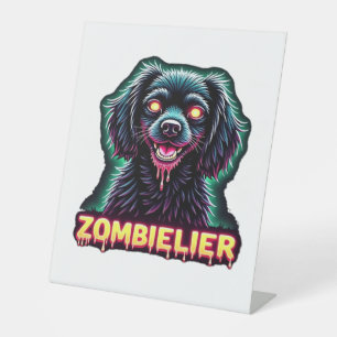 Cavalier King Charles Spaniel CKCS Zombie Dog Hall Pedestal Sign