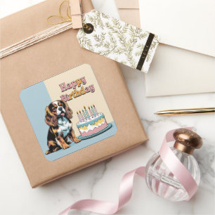 Cavalier King Charles Spaniel Colourful  Square Sticker