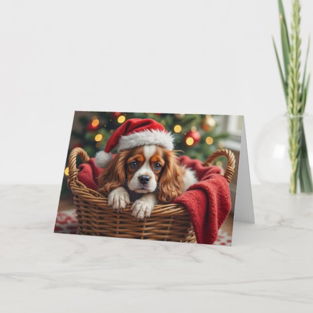 Cavalier King Charles Spaniel Cozy Basket Card (Front)